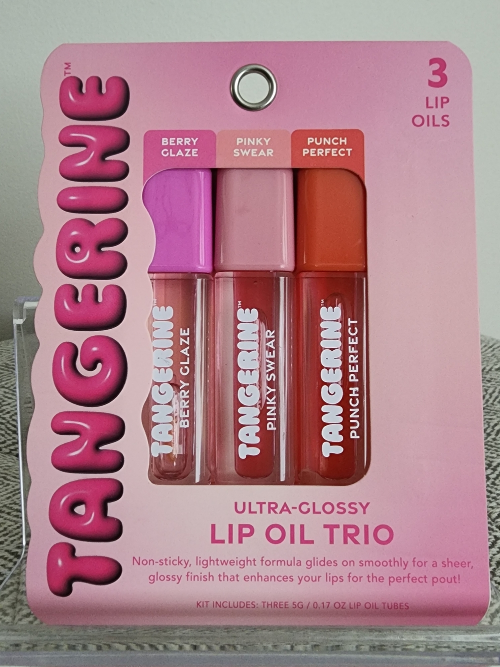 Tangerine Lip Oil Trio — Berry Pink & Orange Caps